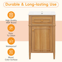 VanityFus 20-in Wood Bathroom Vanity Single Sink Combo Ceramic Top 1 Soft Close Door 1 drawer Undermount Adjustable Shelves