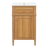 VanityFus 20-in Wood Bathroom Vanity Single Sink Combo Ceramic Top 1 Soft Close Door 1 drawer Undermount Adjustable Shelves