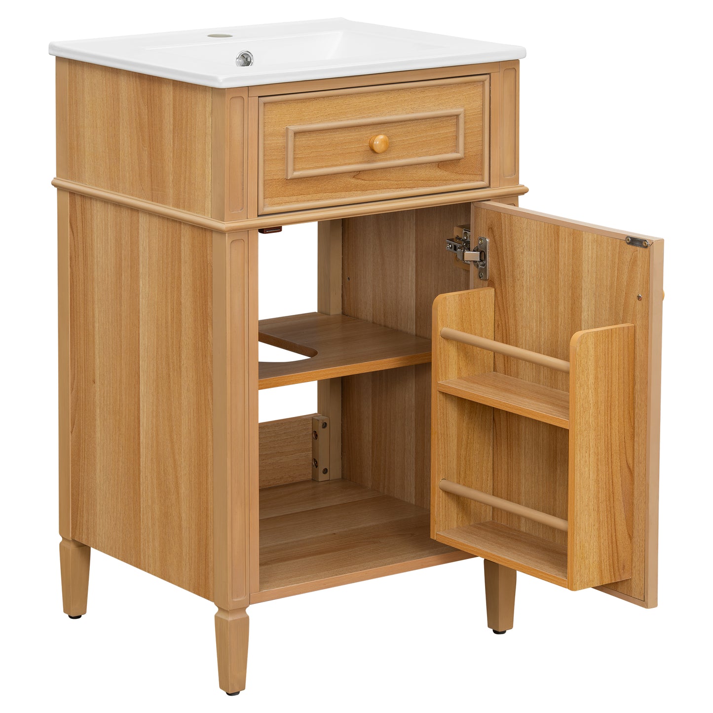 VanityFus 20-in Wood Bathroom Vanity Single Sink Combo Ceramic Top 1 Soft Close Door 1 drawer Undermount Adjustable Shelves