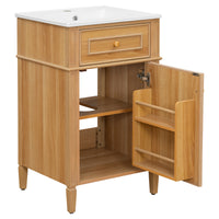 VanityFus 20-in Wood Bathroom Vanity Single Sink Combo Ceramic Top 1 Soft Close Door 1 drawer Undermount Adjustable Shelves