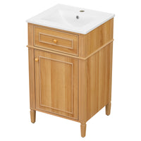VanityFus 20-in Wood Bathroom Vanity Single Sink Combo Ceramic Top 1 Soft Close Door 1 drawer Undermount Adjustable Shelves