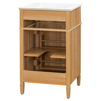 VanityFus 20-in Wood Bathroom Vanity Single Sink Combo Ceramic Top 1 Soft Close Door 1 drawer Undermount Adjustable Shelves