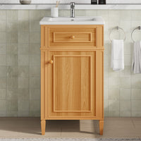 VanityFus 20-in Wood Bathroom Vanity Single Sink Combo Ceramic Top 1 Soft Close Door 1 drawer Undermount Adjustable Shelves