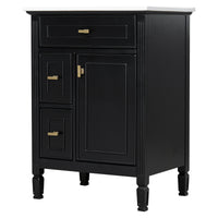VanityFus 24-in Black Bathroom Vanity Single Sink Combo Ceramic Top 1 door 3 drawers Adjustable Shelves