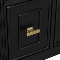 VanityFus 24-in Black Bathroom Vanity Single Sink Combo Ceramic Top 1 door 3 drawers Adjustable Shelves
