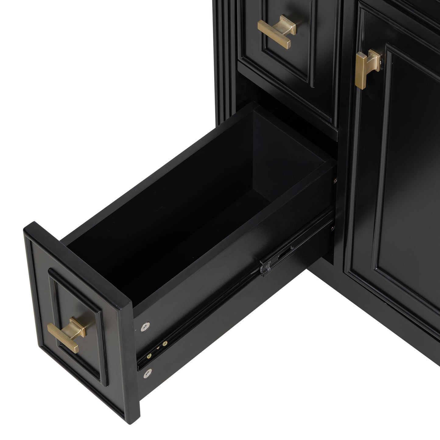 VanityFus 24-in Black Bathroom Vanity Single Sink Combo Ceramic Top 1 door 3 drawers Adjustable Shelves