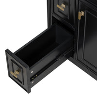 VanityFus 24-in Black Bathroom Vanity Single Sink Combo Ceramic Top 1 door 3 drawers Adjustable Shelves