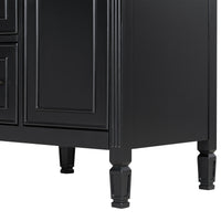 VanityFus 24-in Black Bathroom Vanity Single Sink Combo Ceramic Top 1 door 3 drawers Adjustable Shelves