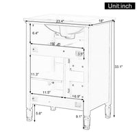 VanityFus 24-in Bathroom Vanity Green Single Sink Combo with Ceramic Top 1 Door 3 Drawers Adjustable Shelves