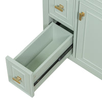 VanityFus 24-in Bathroom Vanity Green Single Sink Combo with Ceramic Top 1 Door 3 Drawers Adjustable Shelves