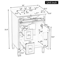 VanityFus 24-in Bathroom Vanity Green Single Sink Combo with Ceramic Top 1 Door 3 Drawers Adjustable Shelves