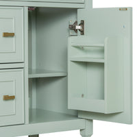 VanityFus 24-in Bathroom Vanity Green Single Sink Combo with Ceramic Top 1 Door 3 Drawers Adjustable Shelves