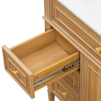 VanityFus 36-in Wood Bathroom Vanity Single Sink Combo Ceramic Top 2 Soft Close Doors 3 drawers Undermount Adjustable Shelves