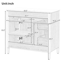 VanityFus 36-in Wood Bathroom Vanity Single Sink Combo Ceramic Top 2 Soft Close Doors 3 drawers Undermount Adjustable Shelves