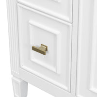 VanityFus 24-in White Bathroom Vanity Single Sink Combo Ceramic Top 1 door 3 drawers Undermount Adjustable Shelves