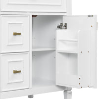 VanityFus 24-in White Bathroom Vanity Single Sink Combo Ceramic Top 1 door 3 drawers Undermount Adjustable Shelves