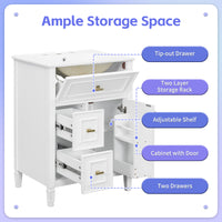 VanityFus 24-in White Bathroom Vanity Single Sink Combo Ceramic Top 1 door 3 drawers Undermount Adjustable Shelves