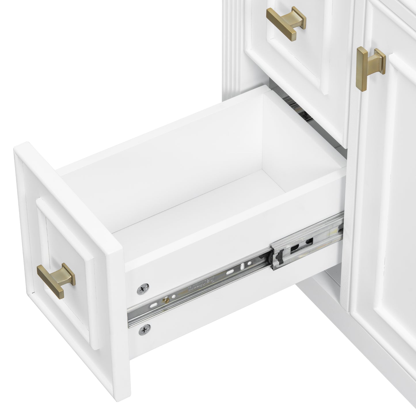 VanityFus 24-in White Bathroom Vanity Single Sink Combo Ceramic Top 1 door 3 drawers Undermount Adjustable Shelves