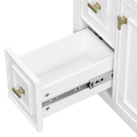 VanityFus 24-in White Bathroom Vanity Single Sink Combo Ceramic Top 1 door 3 drawers Undermount Adjustable Shelves
