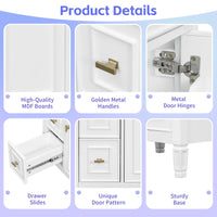 VanityFus 24-in White Bathroom Vanity Single Sink Combo Ceramic Top 1 door 3 drawers Undermount Adjustable Shelves