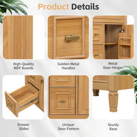 VanityFus 24-in Wood Bathroom Vanity Single Sink Combo Ceramic Top 1 door 3 drawers Undermount Adjustable Shelves