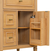 VanityFus 24-in Wood Bathroom Vanity Single Sink Combo Ceramic Top 1 door 3 drawers Undermount Adjustable Shelves