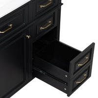 VanityFus 36-in Black Bathroom Vanity Single Sink Combo Ceramic Top 1 door 4 drawers Undermount Adjustable Shelves