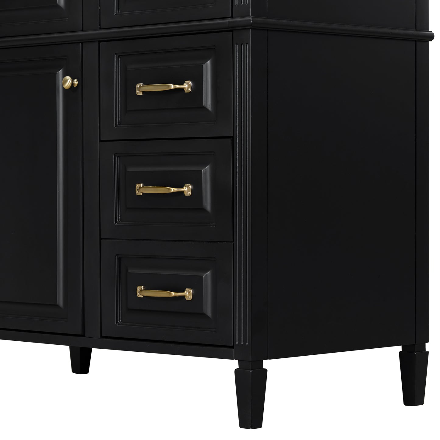VanityFus 36-in Black Bathroom Vanity Single Sink Combo Ceramic Top 1 door 4 drawers Undermount Adjustable Shelves