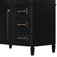 VanityFus 36-in Black Bathroom Vanity Single Sink Combo Ceramic Top 1 door 4 drawers Undermount Adjustable Shelves
