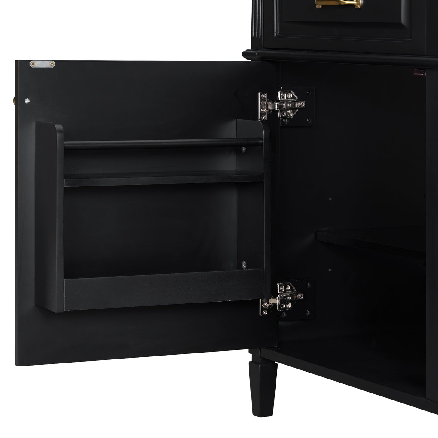VanityFus 36-in Black Bathroom Vanity Single Sink Combo Ceramic Top 1 door 4 drawers Undermount Adjustable Shelves