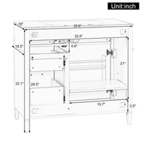 VanityFus 36-in Grey Blue Bathroom Vanity Single Sink Combo Ceramic Top 1 door 4 drawers Undermount Adjustable Shelves