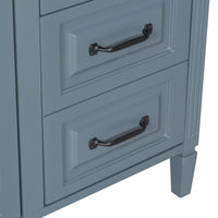 VanityFus 36-in Grey Blue Bathroom Vanity Single Sink Combo Ceramic Top 1 door 4 drawers Undermount Adjustable Shelves