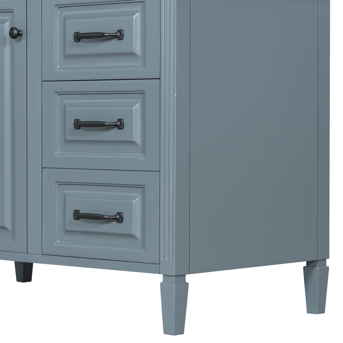 VanityFus 36-in Grey Blue Bathroom Vanity Single Sink Combo Ceramic Top 1 door 4 drawers Undermount Adjustable Shelves