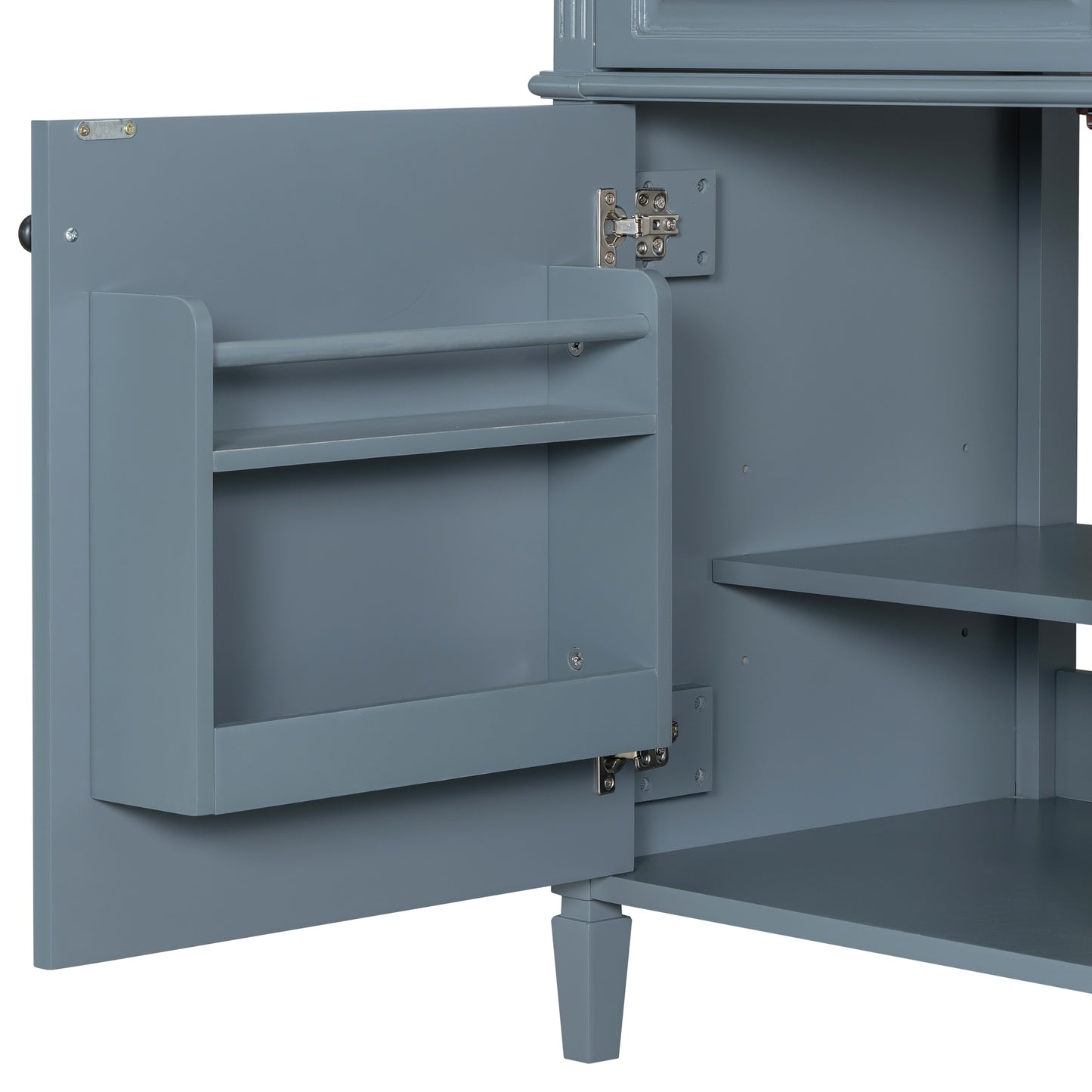VanityFus 36-in Grey Blue Bathroom Vanity Single Sink Combo Ceramic Top 1 door 4 drawers Undermount Adjustable Shelves