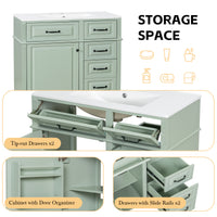 VanityFus 36-in Green Bathroom Vanity Single Sink Combo Ceramic Top 1 door 4 drawers Undermount Adjustable Shelves
