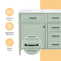 VanityFus 36-in Green Bathroom Vanity Single Sink Combo Ceramic Top 1 door 4 drawers Undermount Adjustable Shelves