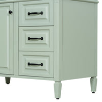 VanityFus 36-in Green Bathroom Vanity Single Sink Combo Ceramic Top 1 door 4 drawers Undermount Adjustable Shelves