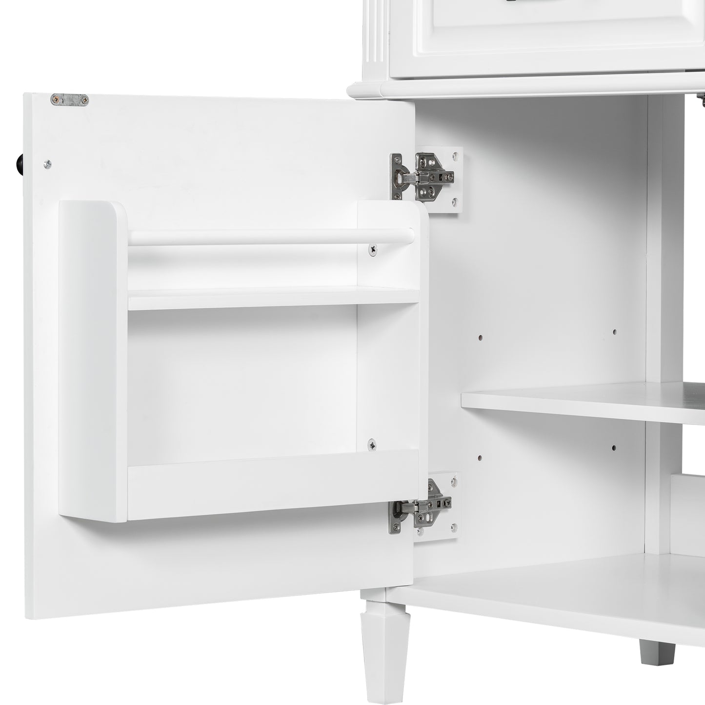 VanityFus 36-in Bathroom Vanity White Single Sink Combo with Ceramic Top 1 Door 4 Drawers Adjustable Shelves