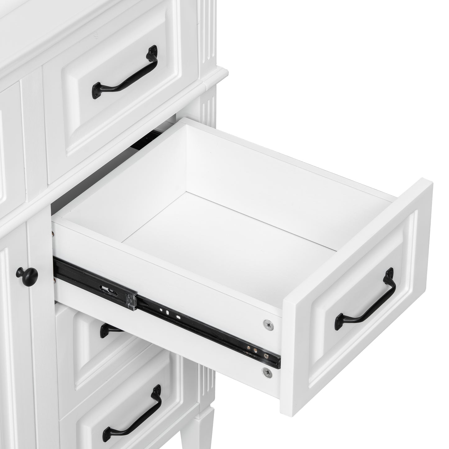 VanityFus 36-in Bathroom Vanity White Single Sink Combo with Ceramic Top 1 Door 4 Drawers Adjustable Shelves