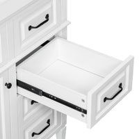 VanityFus 36-in Bathroom Vanity White Single Sink Combo with Ceramic Top 1 Door 4 Drawers Adjustable Shelves