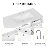 VanityFus 36-in Bathroom Vanity White Single Sink Combo with Ceramic Top 1 Door 4 Drawers Adjustable Shelves