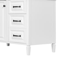 VanityFus 36-in Bathroom Vanity White Single Sink Combo with Ceramic Top 1 Door 4 Drawers Adjustable Shelves