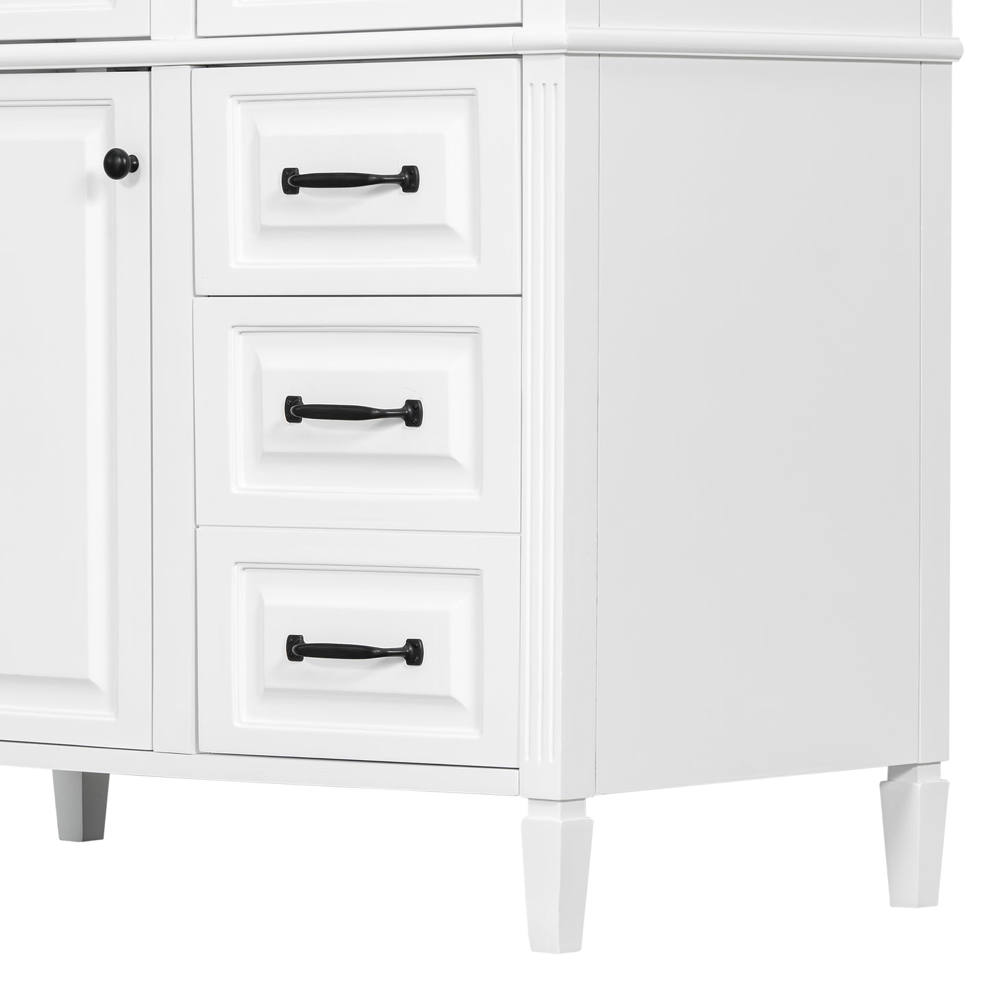 VanityFus 36-in Bathroom Vanity White Single Sink Combo with Ceramic Top 1 Door 4 Drawers Adjustable Shelves