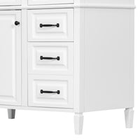 VanityFus 36-in Bathroom Vanity White Single Sink Combo with Ceramic Top 1 Door 4 Drawers Adjustable Shelves