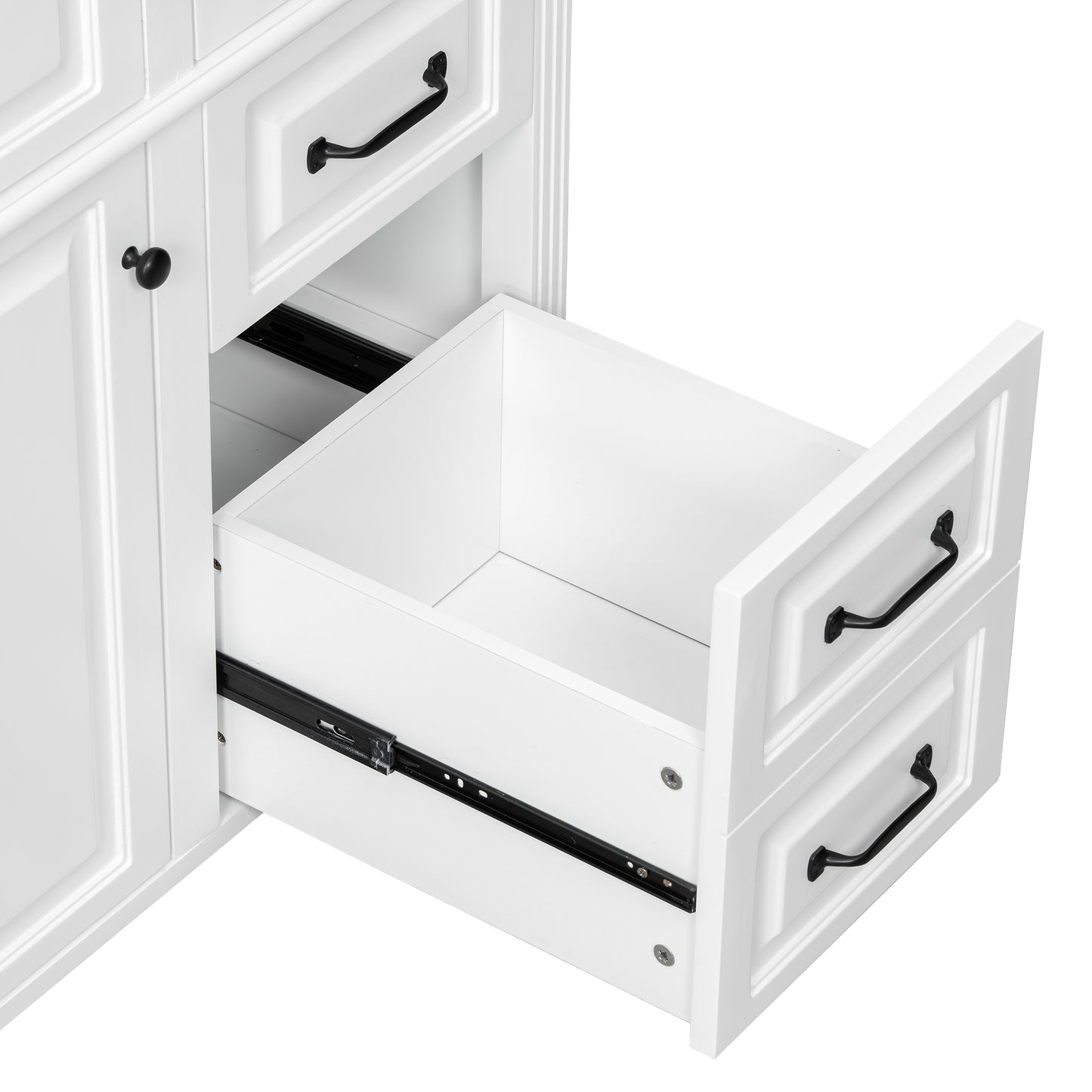 VanityFus 36-in Bathroom Vanity White Single Sink Combo with Ceramic Top 1 Door 4 Drawers Adjustable Shelves