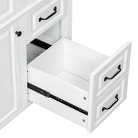 VanityFus 36-in Bathroom Vanity White Single Sink Combo with Ceramic Top 1 Door 4 Drawers Adjustable Shelves