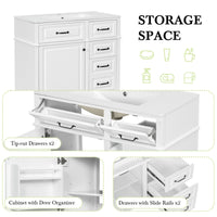 VanityFus 36-in Bathroom Vanity White Single Sink Combo with Ceramic Top 1 Door 4 Drawers Adjustable Shelves