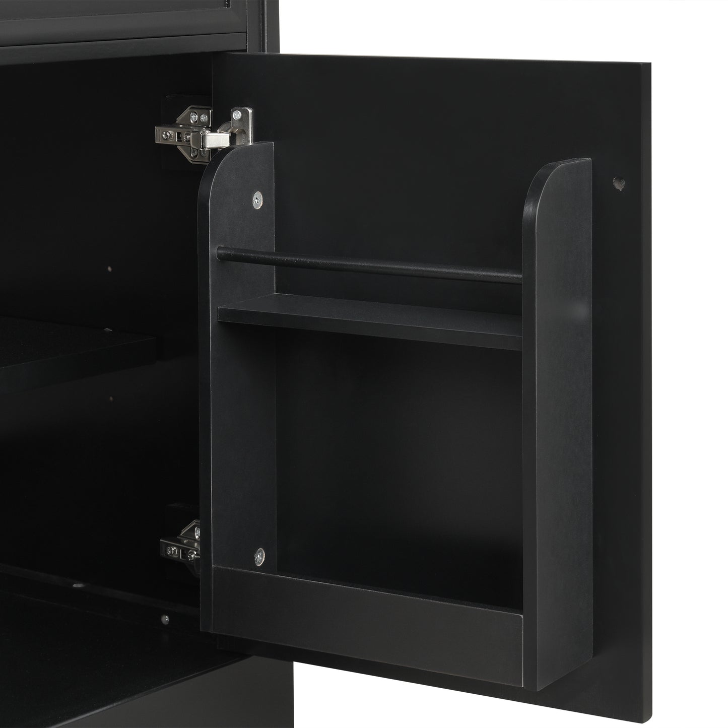 VanityFus 20-in Bathroom Vanity Black Single Sink Combo with Ceramic Top 1 Soft Close Door Adjustable Shelves