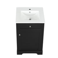 VanityFus 20-in Bathroom Vanity Black Single Sink Combo with Ceramic Top 1 Soft Close Door Adjustable Shelves