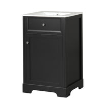 VanityFus 20-in Bathroom Vanity Black Single Sink Combo with Ceramic Top 1 Soft Close Door Adjustable Shelves